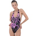 Pink Browning Deer Glitter Camo Camouflage Backless Halter One Piece Swimsuit View1