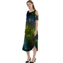 Stars Coloured Lights Background Cold Shoulder Loose Fit Dress With Pockets View2