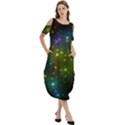 Stars Coloured Lights Background Cold Shoulder Loose Fit Dress With Pockets View3