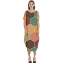 Hexagonal Pattern Vector Cold Shoulder Loose Fit Dress With Pockets View1