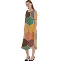 Hexagonal Pattern Vector Cold Shoulder Loose Fit Dress With Pockets View2