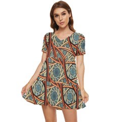 One Church Window Apophysis Art Fractal Tiered Short Sleeve Babydoll Dress