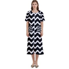 Wave-black White Women s Cotton Short Sleeve Nightgown