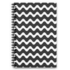 Wave-black White 5 5  X 8 5  Notebook