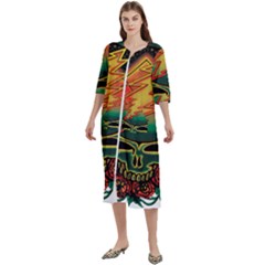 Grateful Steal Your Face Deadhead Hippie Logo Symbol Women s Cotton 3/4 Sleeve Nightgown