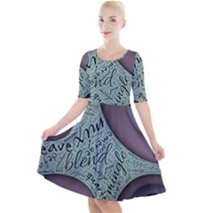Converge Diverge Mingle Mix Divide Quarter Sleeve A-line Dress With Pockets