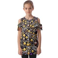 Mental Emojis Emoticons Icons Fold Over Open Sleeve Top