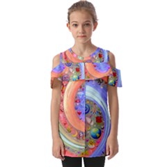 Swirl Vortex Emoji Cyclone Motion Fold Over Open Sleeve Top