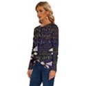Footprints Path Mystery Unknown Long Sleeve Crew Neck Pullover Top View2