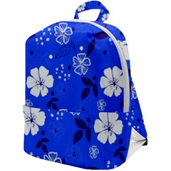 Blooming Seamless Pattern Blue Colors Zip Up Backpack