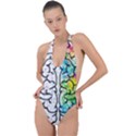 Brain Mind Psychology Idea Drawing Backless Halter One Piece Swimsuit View1