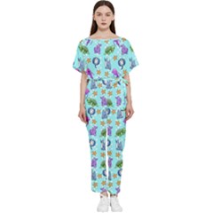 Sea Ocean Sealife Turtle Jellyfish Batwing Lightweight Chiffon Jumpsuit
