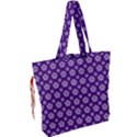 White pentacle and purple pattern Drawstring Tote Bag View2