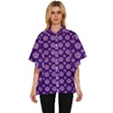 White pentacle and purple pattern Women s Batwing Button Up Shirt View1