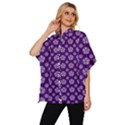 White pentacle and purple pattern Women s Batwing Button Up Shirt View2