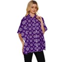 White pentacle and purple pattern Women s Batwing Button Up Shirt View3