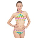 Chevron Pattern Design Texture High Neck Bikini Set View1