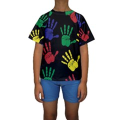 Handprints Hand Print Colourful Kids  Short Sleeve Swimwear