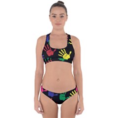 Handprints Hand Print Colourful Cross Back Hipster Bikini Set