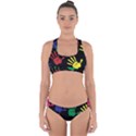 Handprints Hand Print Colourful Cross Back Hipster Bikini Set View1
