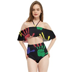 Handprints Hand Print Colourful Halter Flowy Bikini Set 