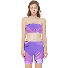 Colorful Labstract Wallpaper Theme Stretch Shorts And Tube Top Set