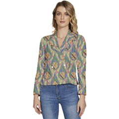 Tribal Background Boho Batik Women s Long Sleeve Revers Collar Cropped Jacket