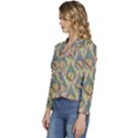 Tribal Background Boho Batik Women s Long Sleeve Revers Collar Cropped Jacket View2