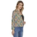 Tribal Background Boho Batik Women s Long Sleeve Revers Collar Cropped Jacket View3