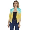 Abstract Background Beach Coast Women s Draped Front 3/4 Sleeve Shawl Collar Jacket View1