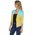 Abstract Background Beach Coast Women s Draped Front 3/4 Sleeve Shawl Collar Jacket View2