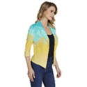 Abstract Background Beach Coast Women s Draped Front 3/4 Sleeve Shawl Collar Jacket View3