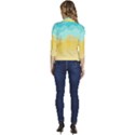 Abstract Background Beach Coast Women s Draped Front 3/4 Sleeve Shawl Collar Jacket View4