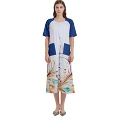 Flower Blau Women s Cotton Short Sleeve Nightgown