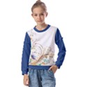 Flower blau Kids  Long Sleeve T-Shirt with Frill  View1