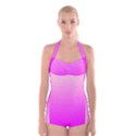 Gradient Pink - Pastel Yellow Pink Rosa Boyleg Halter Swimsuit  View1