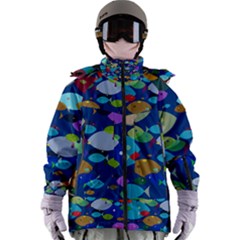 Illustrations Sea Fish Swimming Colors Women s Zip Ski And Snowboard Waterproof Breathable Jacket