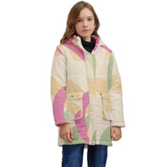 Line Pattern Dot Kids  Hooded Longline Puffer Jacket