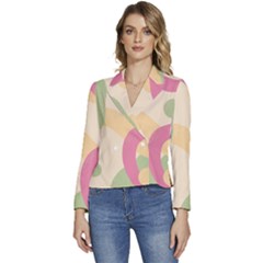 Line Pattern Dot Women s Long Sleeve Revers Collar Cropped Jacket
