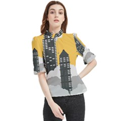 Minimal Skyscrapers Frill Neck Blouse