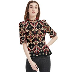 Vector Illustration Of Ukrainian Folk Seamless Pattern Ethnic Ornament Border Element Traditional Frill Neck Blouse