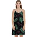 Tropical Leaves Pattern Mini Camis Dress With Pockets View1