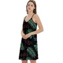 Tropical Leaves Pattern Mini Camis Dress With Pockets View2