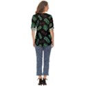 Tropical Leaves Pattern Zip Up Long Sleeve Blouse View4