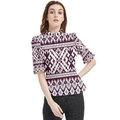 Illustration Ukrainian Folk Seamless Pattern Ornament Frill Neck Blouse