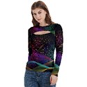 Particles Waves Line Multicoloured Women s Cut Out Long Sleeve T-Shirt View2