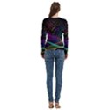 Particles Waves Line Multicoloured Women s Cut Out Long Sleeve T-Shirt View4