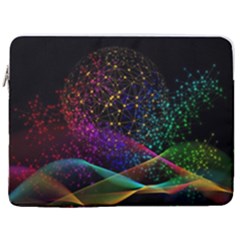 Particles Waves Line Multicoloured 17  Vertical Laptop Sleeve Case With Pocket
