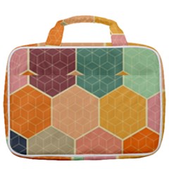 Abstract Hex Hexagon Grid Pattern Honeycomb Travel Toiletry Bag With Hanging Hook