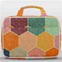 Abstract Hex Hexagon Grid Pattern Honeycomb Travel Toiletry Bag With Hanging Hook View1